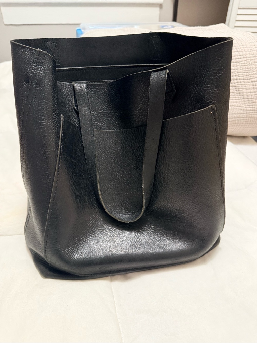MADEWELL Medium Black Leather Transport Tote